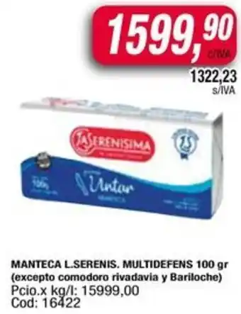 Maxiconsumo La serenisima manteca multidefens oferta