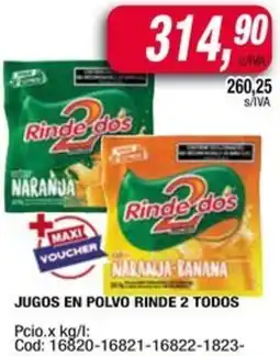 Maxiconsumo Rinde 2 dos jugos en polvo oferta
