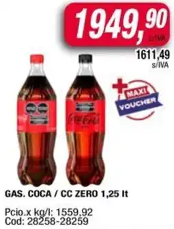 Maxiconsumo coca / cc zero gas. oferta