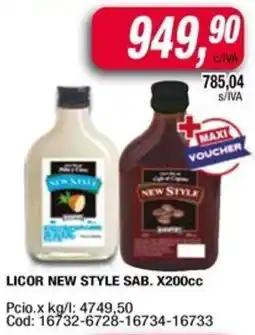 Maxiconsumo New style licor sab. oferta