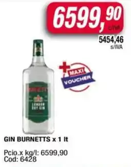 Maxiconsumo Burnetts gin oferta