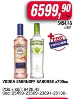 Maxiconsumo Smirnoff vodka sabores oferta