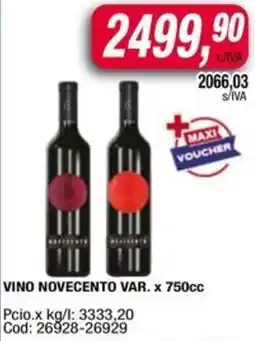 Maxiconsumo Novecento vino var. oferta