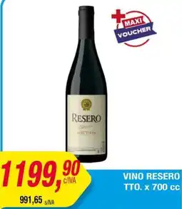 Maxiconsumo Resero vino tto. oferta