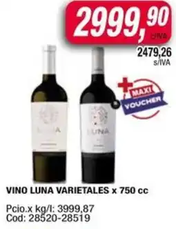 Maxiconsumo Luna vino varietales oferta