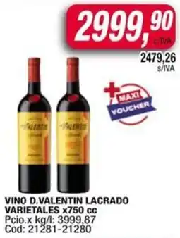 Maxiconsumo D.valentin vino lacrado varietales oferta