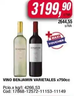 Maxiconsumo Benjamin vino varietales oferta