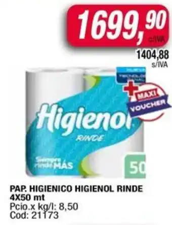 Maxiconsumo Higienol pap. higienico rinde oferta