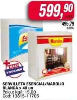 Maxiconsumo Servilleta esencial/marolio blanca oferta