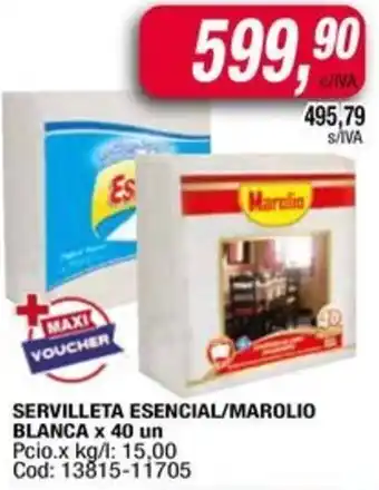 Maxiconsumo Servilleta esencial/marolio blanca oferta