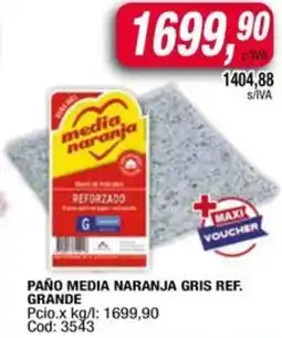 Maxiconsumo Media naranja paño gris ref. grande oferta