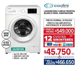 Carrefour Codini lavarropas carga frontal oferta