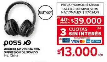 Carrefour Poss auricular vincha con supresión de sonido oferta