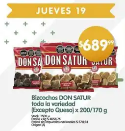 Supermercados Buenos Días Bizcochos DON SATUR toda la variedad oferta