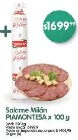 Supermercados Buenos Días Piamontesa salame milán oferta