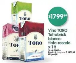 Supermercados Buenos Días Toro vino tetrabrick blanco- tinto-rosado oferta
