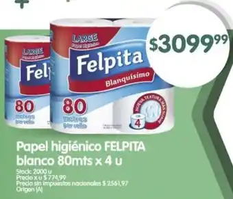 Supermercados Buenos Días Felpita papel higiénico blanco oferta