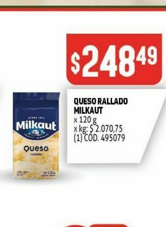 Makro Queso rallado milkaut oferta