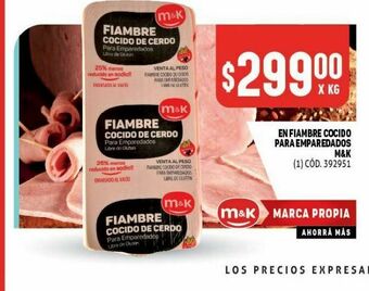 Makro Fiambre cocido para emparedados m&k oferta