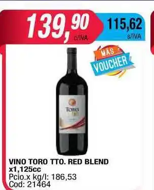 Maxiconsumo Toro Tto. Vino Red Blend x 1,125cc oferta