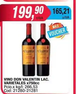 Maxiconsumo Vino Don Valentin Lac. Varietales x750cc oferta