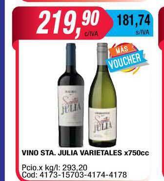 Maxiconsumo Vino Sta. Julia Varietales x750cc oferta