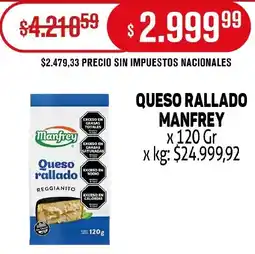 Makro Manfrey queso rallado oferta