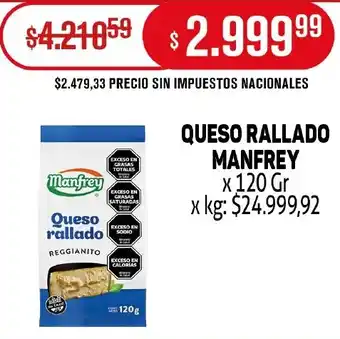 Makro Manfrey queso rallado oferta