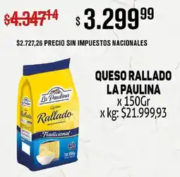 Makro La paulina queso rallado oferta