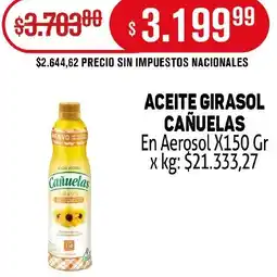 Makro Cañuelas aceite girasol en aerosol oferta