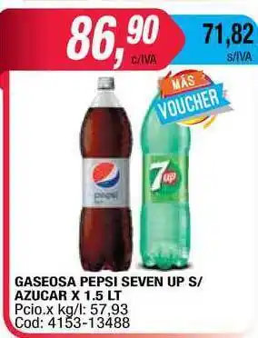 Gaseosa Pepsi Seven Up S/Azucar x 1.5lt