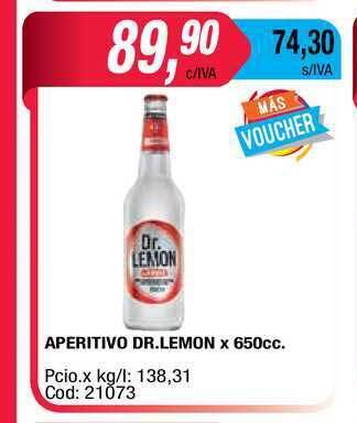 Maxiconsumo Aperitivo Dr. Lemon x 650cc oferta