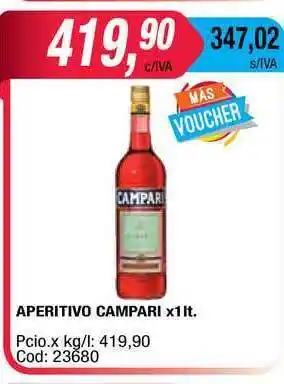 Maxiconsumo Aperitivo Campari x1lt. oferta