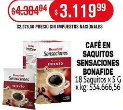 Makro Bonafide café en saquitos sensaciones oferta