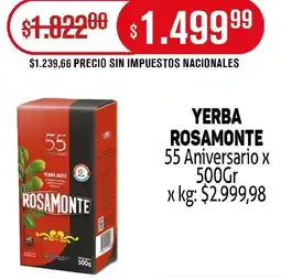 Makro Yerba rosamonte 55 aniversario oferta