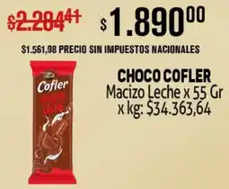 Makro Cofler choco macizo leche oferta