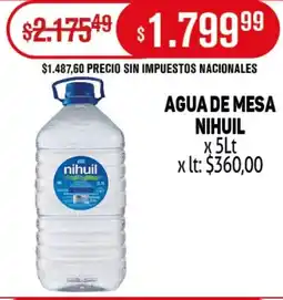 Makro Nihuil agua de mesa oferta