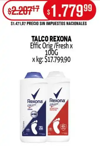 Makro Rexona talco effic orig/fresh oferta