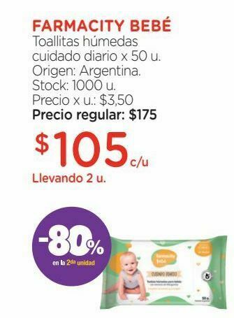 Farmacity Toallas húmedas farmacity bebé cuidado clasico x 50 un oferta