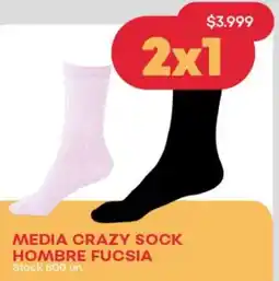 Supermercados Tadicor Media crazy sock hombre fucsia oferta