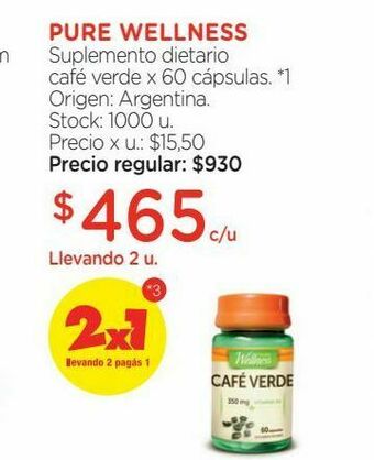 Farmacity Suplemento dietario pure wellnes café verde x 60 cápsulas oferta