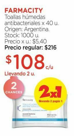 Farmacity Toallas húmedas antibacteriales con aloe vera x 40 un oferta