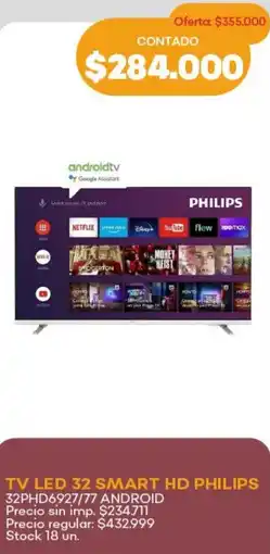 Supermercados Tadicor PHILIPS Tv led 32 smart hd oferta