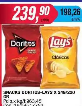 Maxiconsumo Lays - Doritos Snacks x 249/220gr oferta