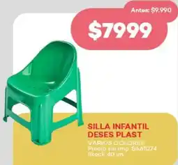 Supermercados Tadicor Silla infantil deses plast varios colores oferta