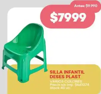 Supermercados Tadicor Silla infantil deses plast varios colores oferta