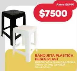 Supermercados Tadicor Banqueta plástica deses plast reforzada blanca/negra oferta