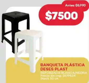 Supermercados Tadicor Banqueta plástica deses plast reforzada blanca/negra oferta