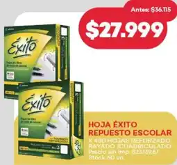 Supermercados Tadicor Éxito hoja repuesto escolar oferta