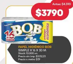 Supermercados Tadicor Bob papel higiénico simple oferta